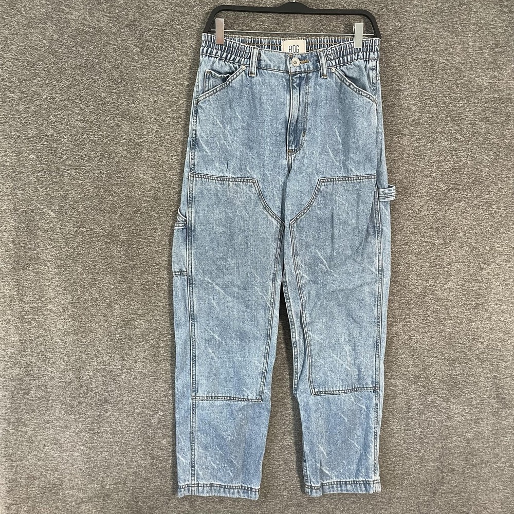 BDG Jeans Womens Small Blue Acid Wash High Rise Relaxed Cargo Double Knee